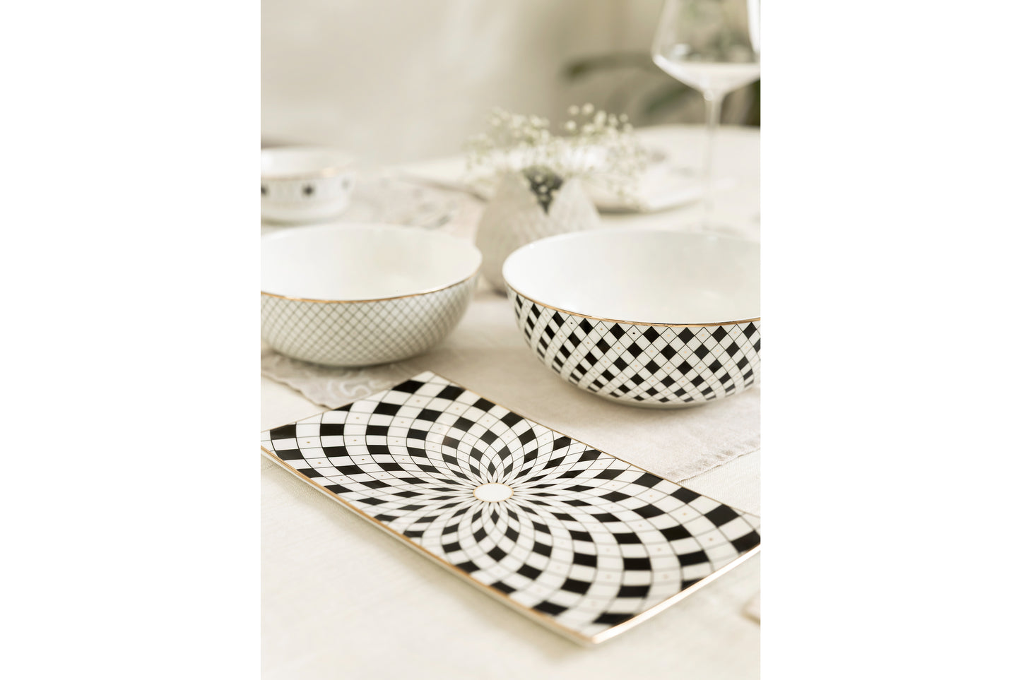 Old Gold and Black Rectangular Platter
