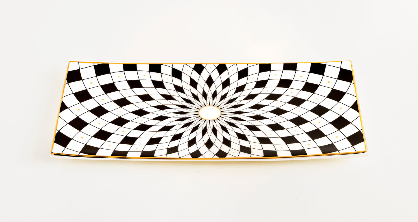 Old Gold and Black Rectangular Platter