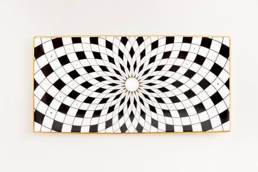 Old Gold and Black Rectangular Platter
