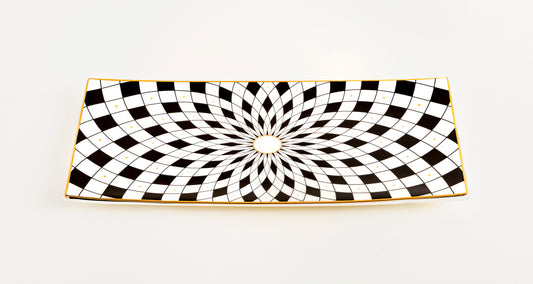 Old Gold and Black Rectangular Platter
